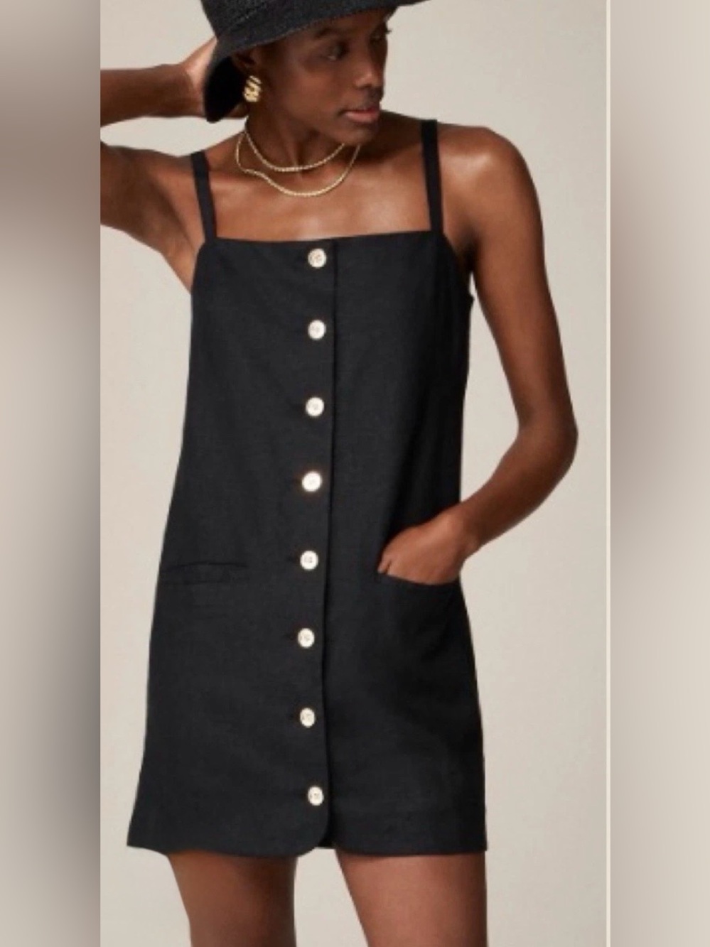 J. Crew Black Button-Front Mini Dress